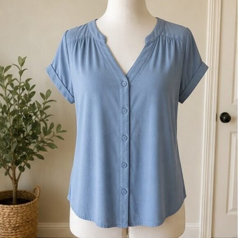 Blue Puff Sleeve Top